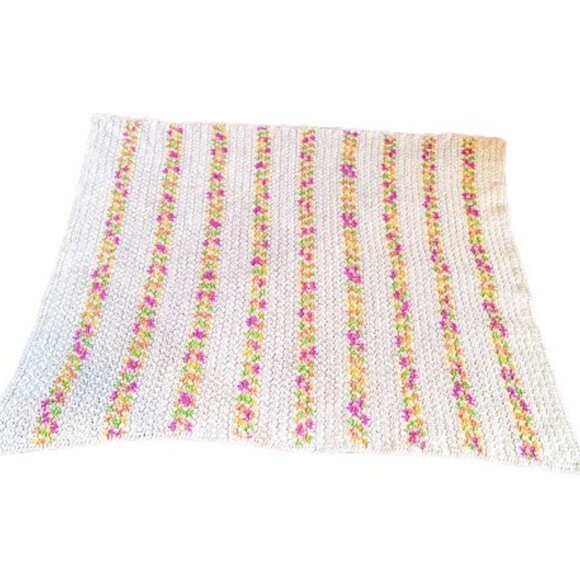 Handmade Floral Stripe Baby Blanket - Picture 3 of 4